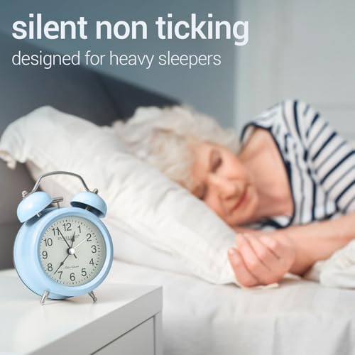 Professional Grade Metal Win Bell Alarm Clock with Silent Operation and Night Light