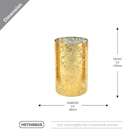 WGVI Hurricane Candle Holder Sleeve Gold Speckled Glass 4 x 6