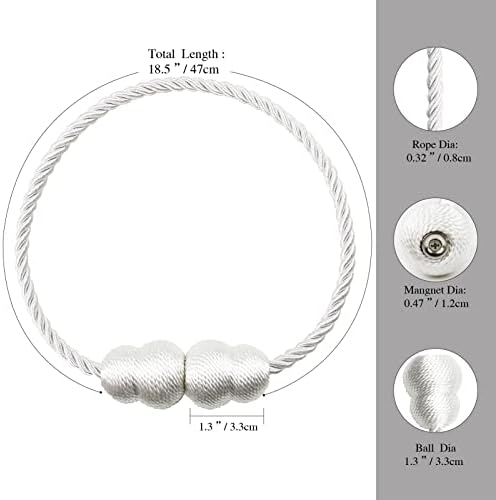 Hangtty Magnetic Curtain Tiebacks 2 Pack White