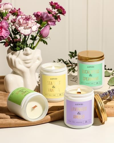 AOOVOO 4 Pack Scented Candles - Lavender Vanilla Sage Eucalyptus
