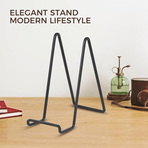 Large Plate Holder Display Stand - 2 Pack Black Metal Easel