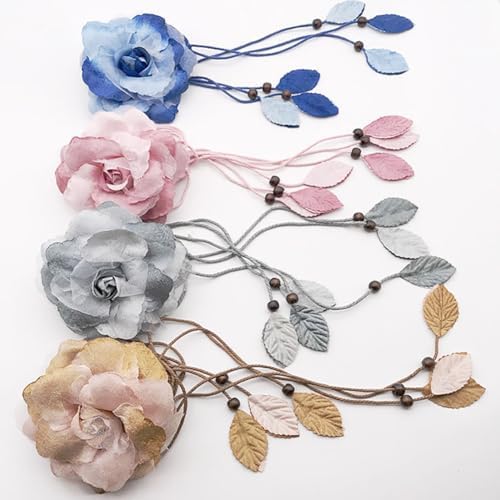 KDUPUP 2 Pcs Country Style Flower Curtain Tiebacks Grey