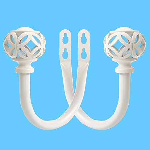 2Pcs Curtain Holdbacks with White Knob Style Finials