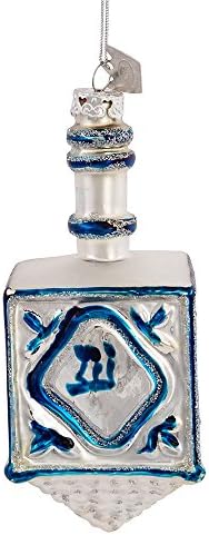 Kurt Adler 4-14 Inch Glass Jewish Dreidel Hanukkah Ornament