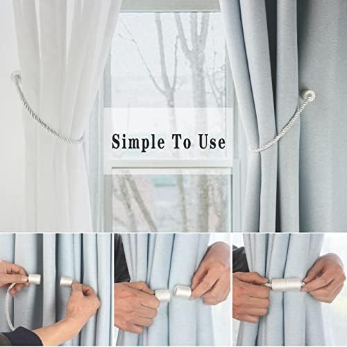 Hangtty Magnetic Curtain Tiebacks 6 Pack White Holdbacks