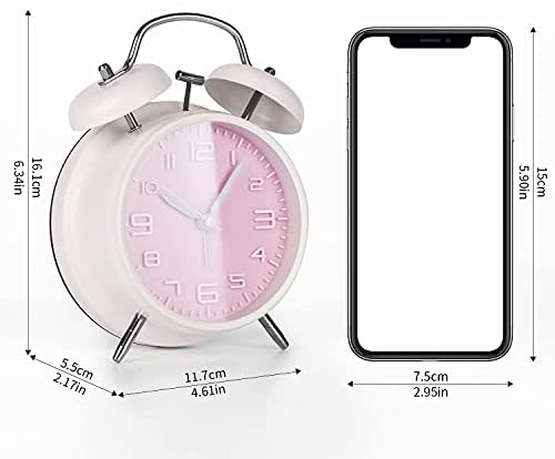 PILIFE Analog Alarm Clock 4 Inch Super Silent Twin Bell