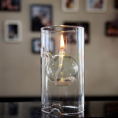 Glass Oil Lamp Borosilicate Hurricane Candle Holder 7 Inch
