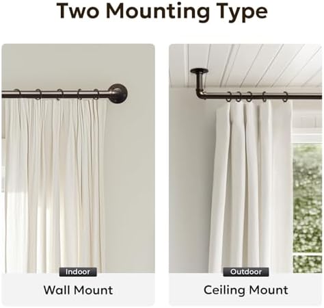 Zeerobee 1 Inch Antique Bronze Curtain Rods 32-48 Inches
