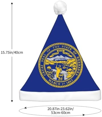 Nebraska Flag Print Christmas Hat with LED Lights