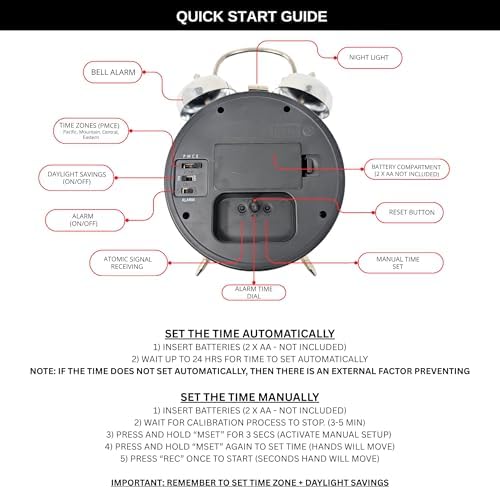 Ken-Tech Atomic Retro Twin Bell Alarm Clock