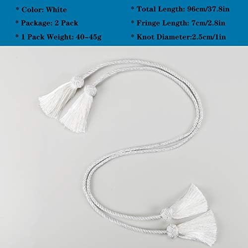 Elegant White Curtain Tiebacks with Tassel 2pack