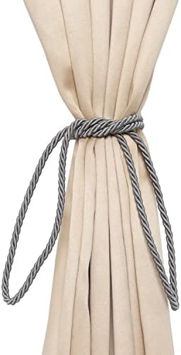 2 Pack Curtain Tiebacks with Pearl Holdbacks Gray