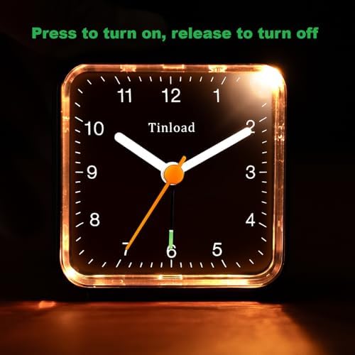Classic Analogue Travel Alarm Clock With Snooze And Light