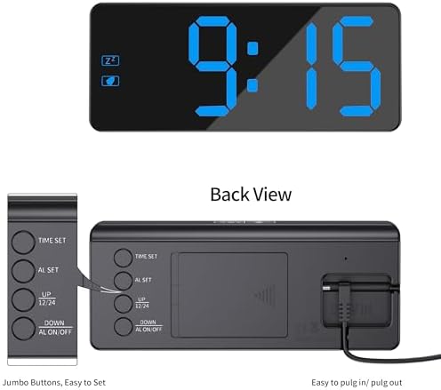 Kwanwa Digital Alarm Clock with 3-Level Dimmer and Battery Backup