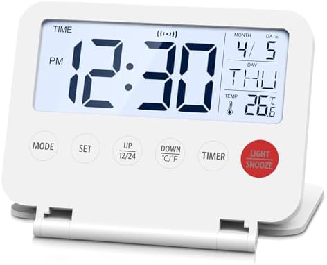 AMIR Travel Alarm Clock with Snooze and Calendar