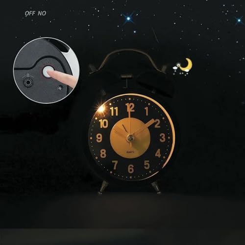 Retro Metal Double Bell Alarm Clock with Night Light