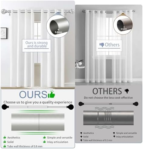 Silver Crystal Curtain Rods 18-60 Inch Adjustable