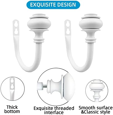4Pcs Curtain Holdbacks - White Wall Mounted Drapery Tiebacks with Screws