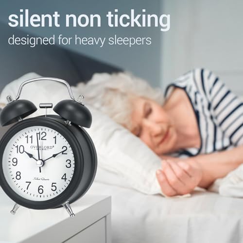 Professional Grade Metal Win Bell Alarm Clock with Silent Operation and Night Light