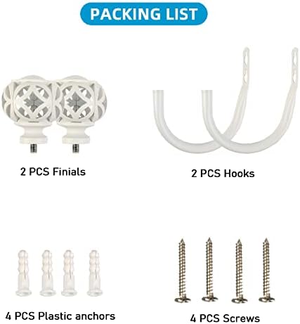 2Pcs Curtain Holdbacks with White Knob Style Finials