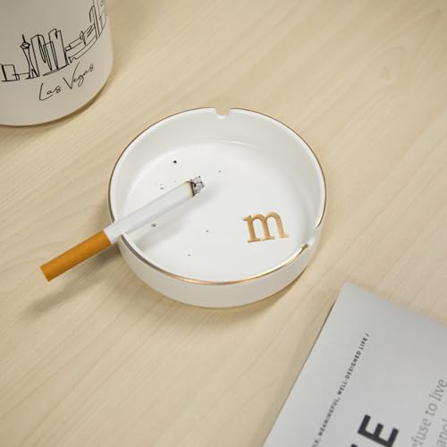 COLLECTIVE HOME Luxurious Ceramic Ashtray with Gold Edging