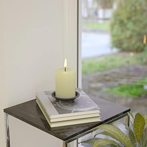 Matte Black Iron Candle Plates Set of 2