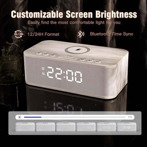 Dual Alarm Clock Radio with Bluetooth and White Noise
