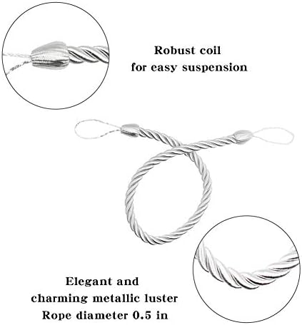 BEL AVENIR Curtain Rope Tiebacks with 4 Metal Screw Hooks White 4 Pack