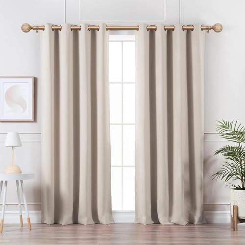 KAMANINA 1 Inch Adjustable Wood Curtain Rods 48-84 Inches