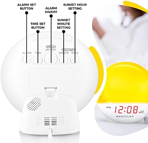 Westclox Sunrise Alarm Clock with Dimmable Nightlight and Sunset Simulator