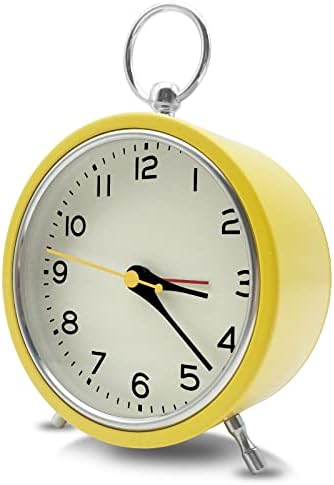 Small Alarm Clock with Night Light and Hanging Design Yellow