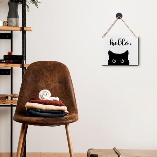 Lacosu Wall Pediment Cat Welcome Sign 8x10 Inches