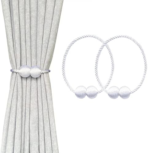 Melaluxe 2 Pack Magnetic Curtain Tiebacks White
