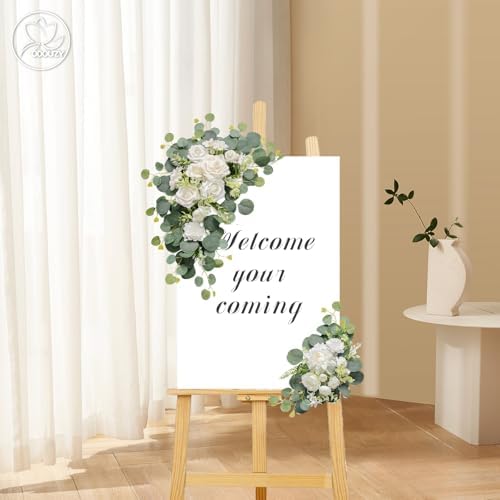 Artificial Wedding Arch Flowers Set of 2 White