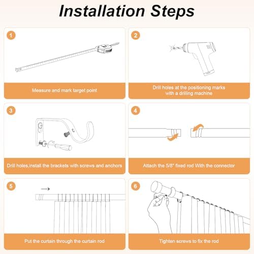 OLV 2 Pack Gold Curtain Rods for Windows 48-84 Inch