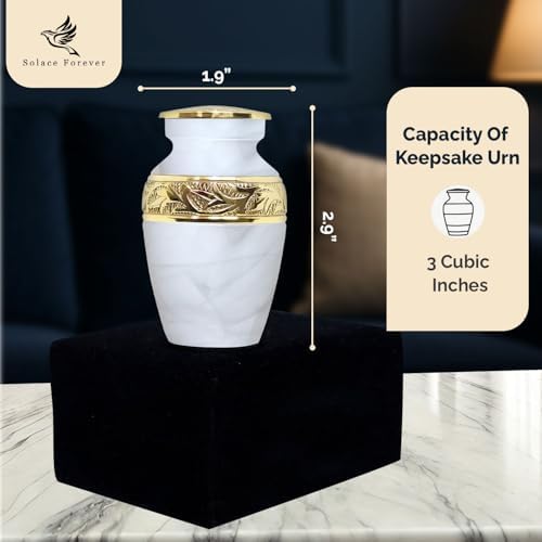 Solace Forever Small Urn for Human Ashes - White Keepsake Urn
