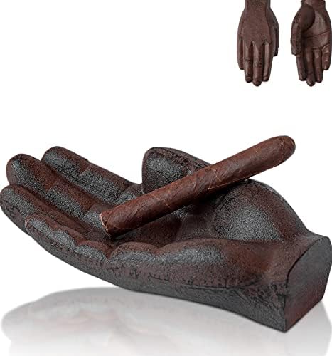 Cast Iron Cigar Ashtray Hand-Shaped - Rustic Decorative Tray