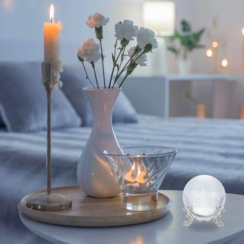 Uxcell 2pcs Metal Crystal Sphere Display Stand Rose Gold