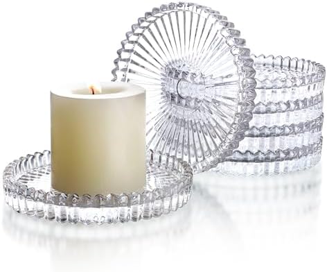 Kanpura Clear Glass Candle Holder Plates Set of 6