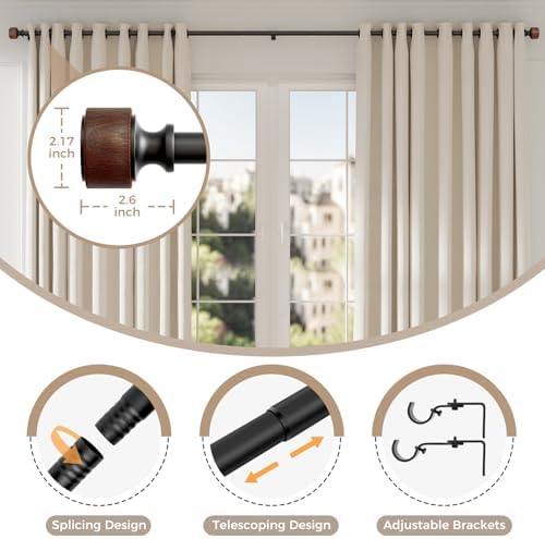 Wood Curtain Rods 30-88 Inches Heavy Duty 1 Inch Diameter