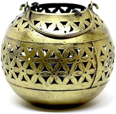ZainArtistry Decorative Brass Bowls with Floral Design Candle Holder