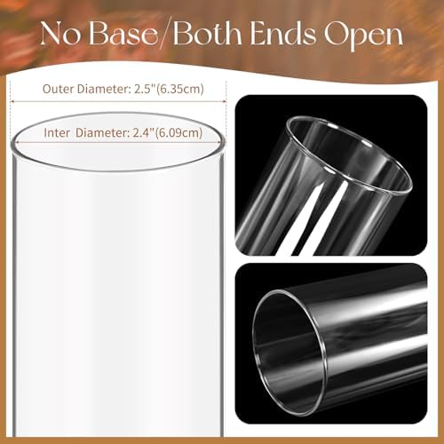 12PCS Clear Glass Hurricane Candle Holder Sleeve