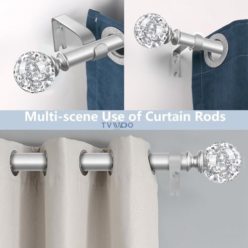 Silver Crystal Curtain Rods 18-60 Inch Adjustable