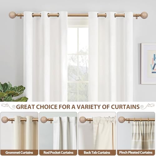 KAMANINA 1 Inch Adjustable Wood Curtain Rods 48-84 Inches