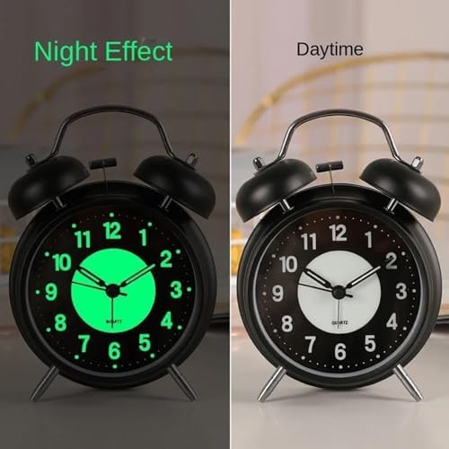 Retro Metal Double Bell Alarm Clock with Night Light