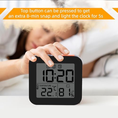 Linoutx Digital Alarm Clock with 3 Bells and Temperature Display