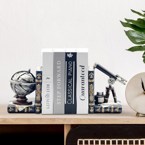 Vintage Armillary Sphere Bookends with Telescope Design