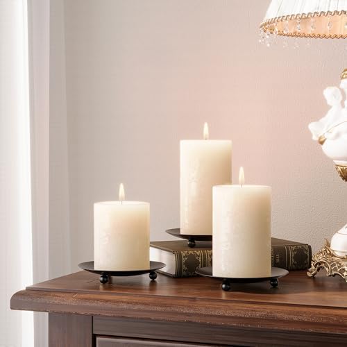 Matte Black Metal Candle Holders Set of 2