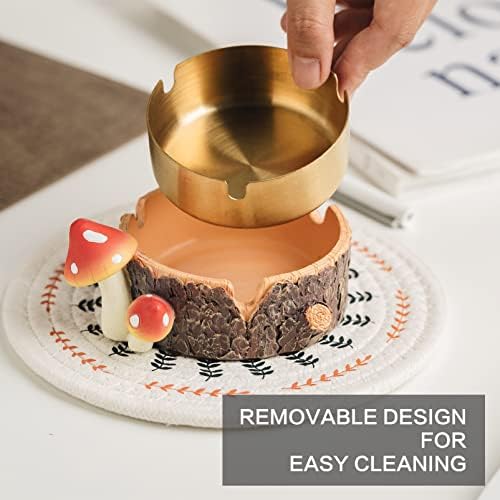 Cute Mushroom Ashtray with Stainless Steel Tray