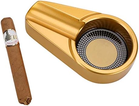 CiTree Cigar Travel Ashtray in Gold Metal